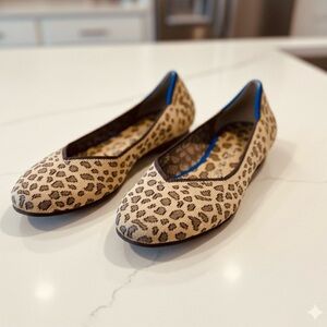 Rothy's Tan and Black Leopard Print Flats